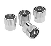 Mercedes-Benz Tapón decorativo para válvula, cromado, juego de 4, transparente, plástico