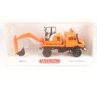 Mercedes-Benz Unimog Con Excavadora (Naranja Municipal) 1975-1993 1:87 Wiking
