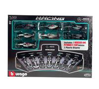 Mercedes Racing Set 7 Modelos Auto AMG 2016-2024 Bburago Escala 1/43 Y Soporte