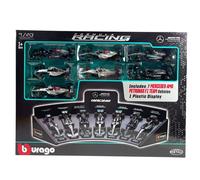 Mercedes Racing Set 7 Modelos Auto AMG 2016-2024 Bburago Escala 1/43 Y Soporte