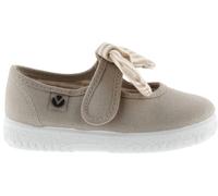 victoria Merceditas Unisex Ojalá Lona & Tira Adherente & Lazo Rayas 105110 para Niños Beige 21
