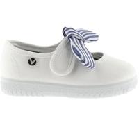 victoria Merceditas Unisex Ojalá Lona & Tira Adherente & Lazo Rayas 105110 para Niños Blanco 30