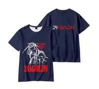 Merch 24kgoldn Better Late Than Never Tour - Camiseta de manga corta con gráfico informal, azul, XXL