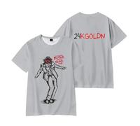 Merch 24kgoldn Better Late Than Never Tour - Camiseta de manga corta con gráfico informal, gris, XXS