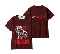 Merch 24kgoldn Better Late Than Never Tour - Camiseta de manga corta con gráfico informal, marrón, XXS