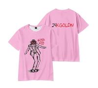Merch 24kgoldn Better Late Than Never Tour - Camiseta de manga corta con gráfico informal, rosa, XXS