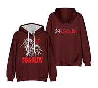 Merch 24kgoldn Better late than never Tour - Sudadera unisex de manga larga con capucha, marrón, XXL