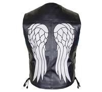 MERCH ATTIRE Daryl Dixon - Chaleco de piel sintética para hombre, diseño de alas de ángel, Negro - piel sintética., XXS