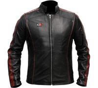 MERCH ATTIRE N7 Mass Effect 3 - Chaqueta de piel para hombre, color negro, Negro - piel sintética., L