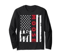 Merch de la Bandera Estadounidense de Alce - Gran diseño de Amante de los Alces Manga Larga