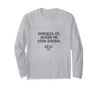 [Merchandising Exclusivo] Empieza OT, Acaba MI Vida Social Manga Larga, Unisex para Adultos, Gris Jaspeado, XXL
