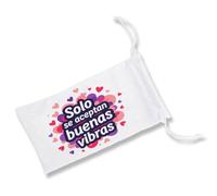 MERCHANDMANIA 1 Funda Bolsa Multiusos Frase Positiva Buenas vibras Amistad Sentimientos Gafas Dados rol Personalizada Color