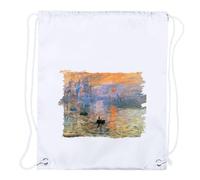 MERCHANDMANIA 1 Mochila DE Cuerdas Cuadro impresión Sol Naciente Claude Monet Pintor Playa Piscina Picnic Excursion Personalizada