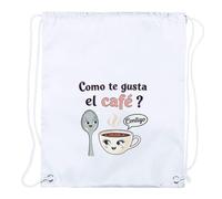 MERCHANDMANIA 1 Mochila de Cuerdas Frase Bonita Amor San Valentin Aniversario Novios café Juntos contigo Playa Piscina Picnic Excursion Personalizada