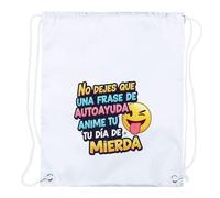 MERCHANDMANIA 1 Mochila de Cuerdas Frase Graciosa Mal Dia depresión Mental Chiste Playa Piscina Picnic Excursion Personalizada