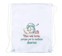MERCHANDMANIA 1 Mochila de Cuerdas Frase Graciosa Pereza Perezoso Dormir Chiste Playa Piscina Picnic Excursion Personalizada