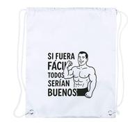 MERCHANDMANIA 1 Mochila de Cuerdas Frase Gym Gimnasio Deporte si Fuera fácil Todos serían Buenos Playa Piscina Picnic Excursion Personalizada