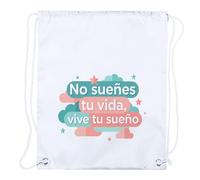 MERCHANDMANIA 1 Mochila de Cuerdas Frase motivadora Vivir sueño Futuro Esfuerzo Playa Piscina Picnic Excursion Personalizada
