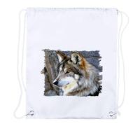 MERCHANDMANIA 1 Mochila DE Cuerdas Lobo Gris Animal Salvaje Feroz Mascota Bosque Playa Piscina Picnic Excursion Personalizada