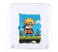 MERCHANDMANIA 1 Mochila DE Cuerdas Luchador Ninja pixelart 8 bits 16 bits Manga Serie Playa Piscina Picnic Excursion Personalizada