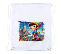 MERCHANDMANIA 1 Mochila DE Cuerdas pinocho muñeco niño Madera Cuento Infantil Playa Piscina Picnic Excursion Personalizada