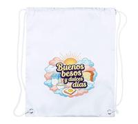 MERCHANDMANIA 2 Mochilas de Cuerdas Frase Bonita Besos Amor San Valentin Aniversario Desayuno Dulce Dia Playa Piscina Picnic Excursion Personalizada