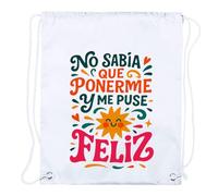 MERCHANDMANIA 2 Mochilas de Cuerdas Frase motivadora Feliz Felicidad Actitud Playa Piscina Picnic Excursion Personalizada