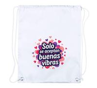MERCHANDMANIA 2 Mochilas de Cuerdas Frase Positiva Buenas vibras Amistad Sentimientos Playa Piscina Picnic Excursion Personalizada