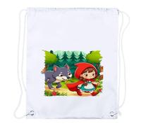 MERCHANDMANIA 3 Mochilas DE Cuerdas Caperucita roja y el Lobo Cuento niños Infantil Playa Piscina Picnic Excursion Personalizada