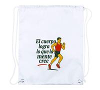 MERCHANDMANIA 3 Mochilas de Cuerdas Frase motivadora Gimnasio Cuerpo Mente Logro Esfuerzo Playa Piscina Picnic Excursion Personalizada