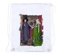 MERCHANDMANIA 4 Mochilas de cuerdas cuadro arte Jan van Eyck, El retrato de Arnolfini playa piscina picnic excursion personalizada