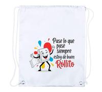 MERCHANDMANIA 4 Mochilas de Cuerdas Frase Graciosa Buen Rollo Positivo Alegria Playa Piscina Picnic Excursion Personalizada