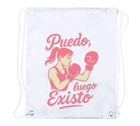 MERCHANDMANIA 4 Mochilas de Cuerdas Frase Gym Gimnasio Deporte Feminismo Puedo Luego Existo Playa Piscina Picnic Excursion Personalizada