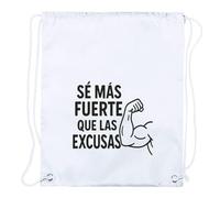 MERCHANDMANIA 4 Mochilas de Cuerdas Frase Gym Gimnasio Deporte se más Fuerte Que Las Excusas Playa Piscina Picnic Excursion Personalizada