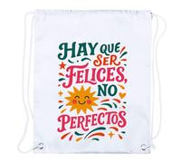 MERCHANDMANIA 4 Mochilas de Cuerdas Frase motivadora Feliz Felicidad Vivir Vida Playa Piscina Picnic Excursion Personalizada