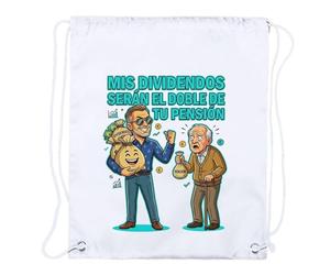 MERCHANDMANIA 4 Mochilas de Cuerdas Maximus Frase Graciosa dividendos Bolsa Inversion Playa Piscina Picnic Excursion Personalizada