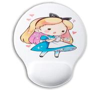MERCHANDMANIA Alfombrilla de ratón con reposamuñecas Alicia Pais Maravillas Chibi Kawaii Linda Cute Anime Base Antideslizante