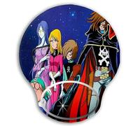 MERCHANDMANIA Alfombrilla DE Raton con REPOSAMUÑECAS El Capitan Harlock Piratas Heroes espaciales Base Antideslizante.