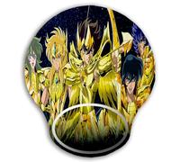 MERCHANDMANIA Alfombrilla DE Raton con REPOSAMUÑECAS Heroes ARMADURAS Doradas Caballeros Anime Base Antideslizante