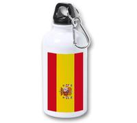 MERCHANDMANIA BIDON 400ML METALICO BANDERA ESPAÑA PAIS UNIDO orgullo español para viaje y deporte