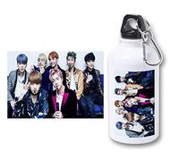 MERCHANDMANIA BIDON 400ML METALICO BTS BOY MIC DROP para viaje y deporte