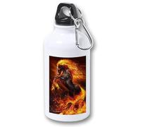 MERCHANDMANIA BIDON 400ML METALICO caballo de pesadilla fuego muerte poder para viaje y deporte.
