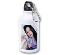 MERCHANDMANIA Bidón 400ml metálico cantante chica grupo Amortage Earthquake para viaje y deporte