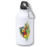 MERCHANDMANIA BIDON 400ML METALICO cubo de rubik derretido derritiendose meme para viaje y deporte