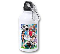 MERCHANDMANIA BIDON 400ML METALICO Oliver y Benji capitan Tsubasa para viaje y deporte.