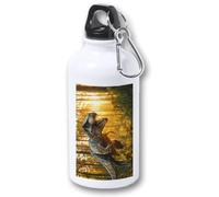 MERCHANDMANIA Bidón 400ml metálico tiranosaurus rex dinosaurio accion cazador prehistoria para viaje y deporte