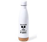 MERCHANDMANIA BIDON 750 ML ACERO INOXIDABLE CON ADORNO DE CORCHO no puedo tengo padel frase graciosa meme tapon seguridad botella