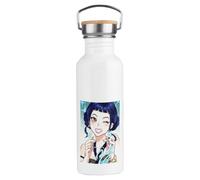 MERCHANDMANIA Bidón 750 ml acero inoxidable estilo retro chica cantante linda pelicula anime dibujos fanart deporte deportivo botella senderismo