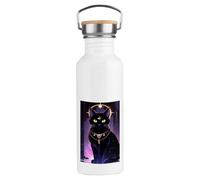 MERCHANDMANIA Bidón 750 ml acero inoxidable estilo retro gato negro dios divino astrologia brujas magia deporte deportivo botella senderismo