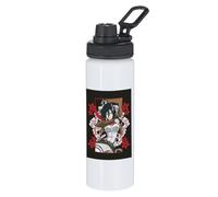 MERCHANDMANIA Bidón cierre hermético 800 ml acero inoxidable serie anime personaje mikasa logo botella deportivo